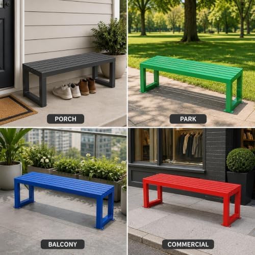 Patio Bench, Backless Garden Bench, Potting Benches for Outside 3.3FT 3.93FT 4.9FT 5.9FT Weatherproof Pool Porch Benches Outdoor Garden, Easy Assembly(Yellow,4.9FT)