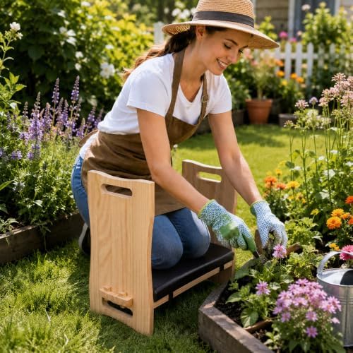 Ripeng Garden Kneeler and Seat Heavy Duty Wood Kneeling Pad Stool