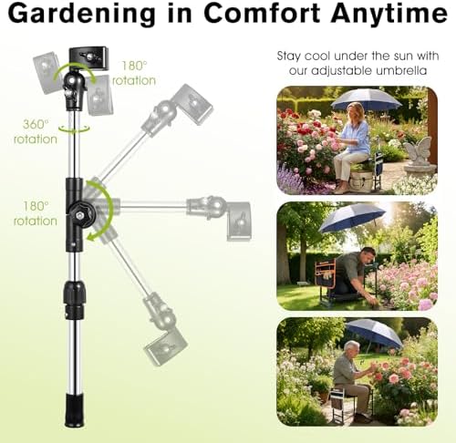 Garden Kneeler and Seat with Umbrella,Heavy Duty Gardening Bench and Stool