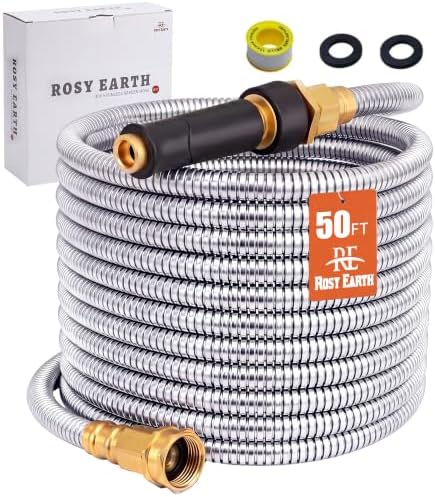 Metal Garden Hose 50 FT - 304 Stainless Steel Water Hose