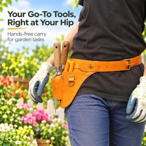 Leather Florist Tool Belt Pouch 3-Pocket Adjustable for Gardening Carpenter