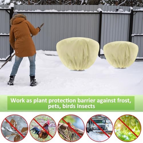 Winter Plant Covers Frost Protection Bags, Beige, 12 Pcs