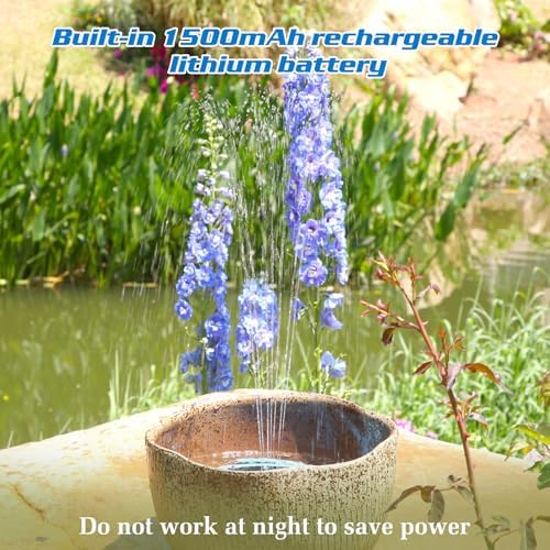 AISITIN 3.5W Solar Fountain Built-in 1500mAh Battery & Anti-Drift Bracket