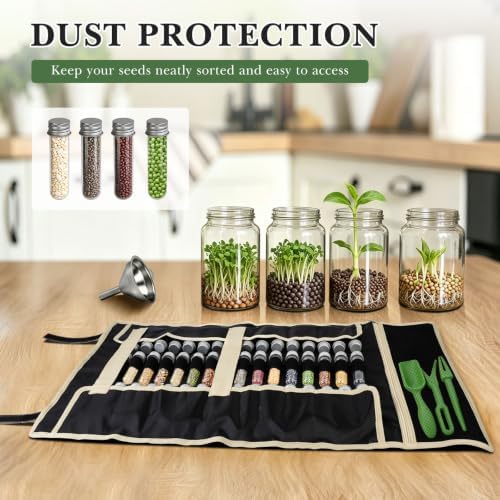 Seed Storage Organizer with 48 Reusable 38ml Bottles &160 Labels saving kit