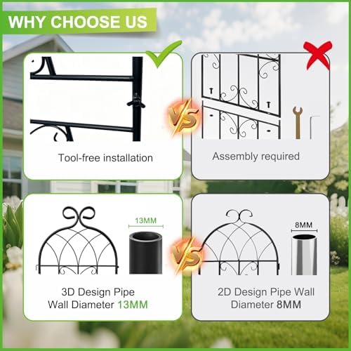 2 Pack 86.7" Black Metal Garden Trellis for Climbing Plants, Heavy Duty