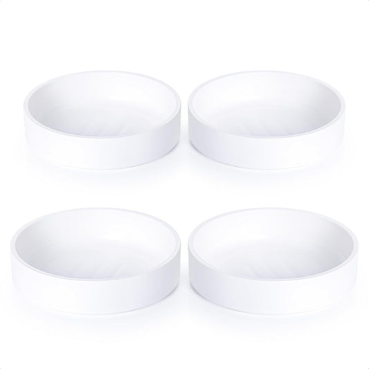 Phoenix Vine 6 Inch Plastic Plant Saucer Water Drip Tray, Heavy Sturdy Round Plant Drainage Tray for Indoors Outdoor, Set of 4, Matte White, 21-TY-6W-4