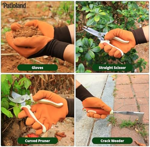 Brown Garden Tools Set 10-Piece, Gardening Gifts for Women Men