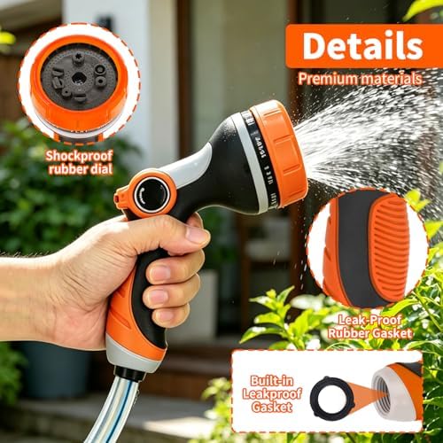 Garden Hose Nozzle with Adjustable 10 Spray Patterns Thumb Control
