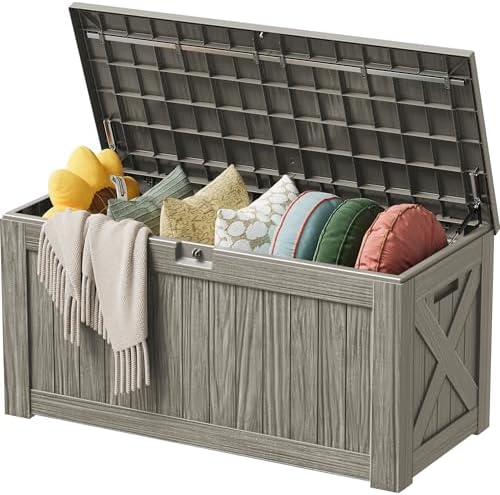 Devoko 125 Gallon Outdoor Storage Box, Waterproof Resin Deck Box