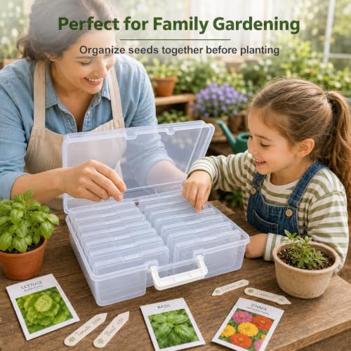 Seed Storage Box, Clear Organizer Case with Labels