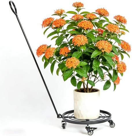 14" Round Plant Dolly with Wheels - Heavy Duty Rolling Planter Base
