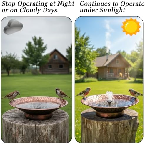 Bird Bath for Outside, 12.6" Solar Powered Bird Bath with Fountain