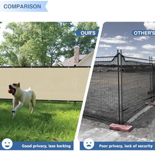 E&K Sunrise 6' x 293' Privacy Fence Screen with Grommets, Outdoor Windscreen Fence Covering Privacy Screen UV Blockage for Backyard Garden Patio, Zip Ties Included (Beige)