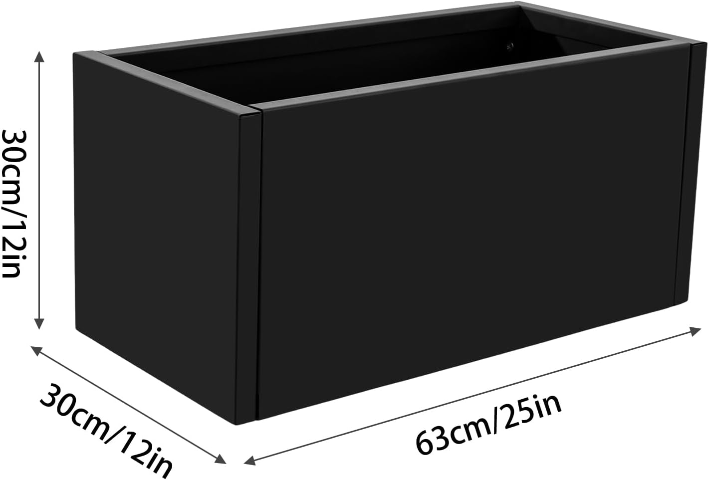 25" L x12 W x12 H Metal Flower Boxes Planter Boxes Outdoor Raised Garden Bed Indoor Outdoor Planting Bed Black Rectangle Planter Box for Patios Lawn Yard Decor Storage