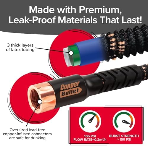 Pocket Hose Copper Bullet 25 FT Expandable Garden Hose, 10-Pattern Nozzle