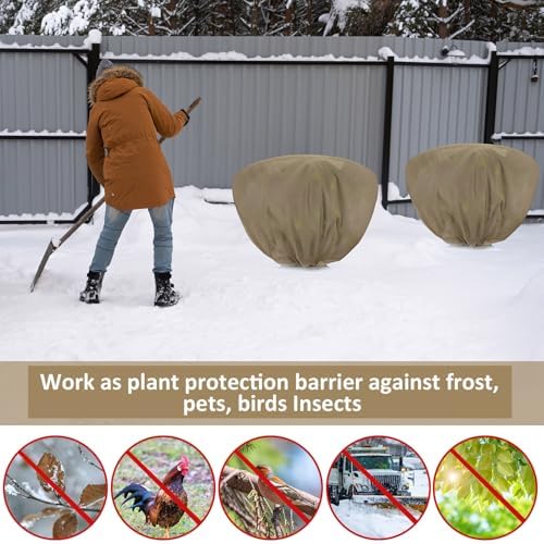 Winter Plant Covers Frost Protection Bags, Brown, 12 Pcs