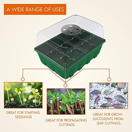 Gardzen 10 Pack Seed Starter Trays with Dome and Green Base 120 Cell