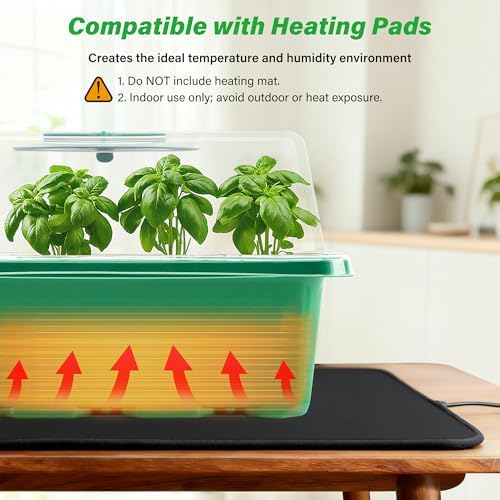 5-Pack Seed Starter Trays, Humidity Dome, Base, 12-Cell Tray, Green