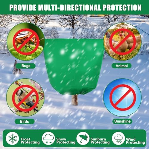 4 Pcs 39 x 39 in Winter Plant Covers Freeze Protection with Drawstring