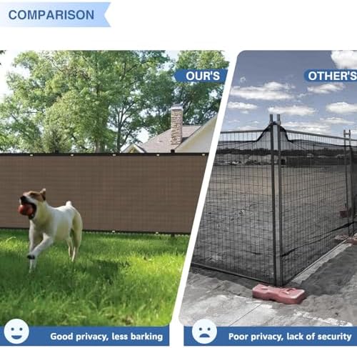E&K Sunrise 6' x 178' Privacy Fence Screen with Grommets, Outdoor Windscreen Fence Covering Privacy Screen UV Blockage for Backyard Garden Patio, Zip Ties Included (Brown)