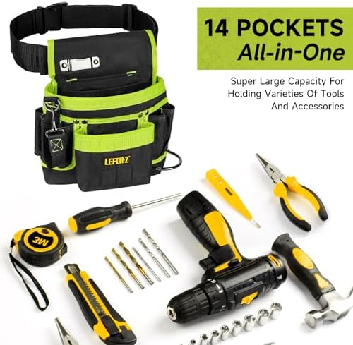 LEFOR·Z Tool Belt,14-Pockets Tool Belts for Men with Magnetic Tool Pouch