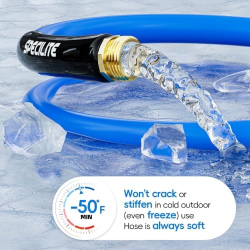 SPECILITE Hot/Cold Garden Water Hose 25 ft x 3/4", -50℉ to 190℉, Blue