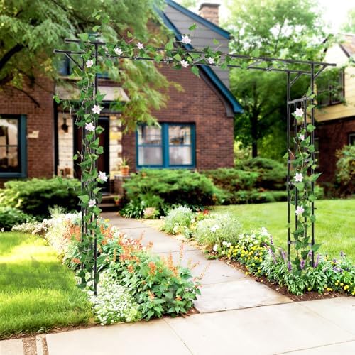 Garden Arch Trellis100.4 L×85.4" H Sturdy & Rustproof Flat Top Garden Arch