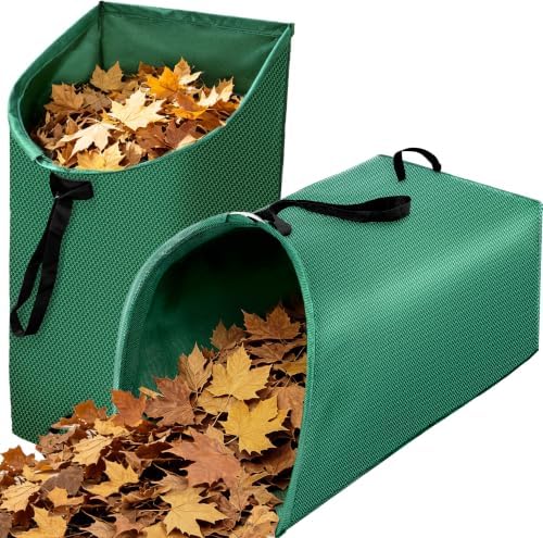 Reusable Yard Waste Bags 72 Gallon, Garden Lawn and Leaf Collector Bags Dustpan-Type with Gardening Gloves, Heavy Duty Waste Container for Leaves Garss Clippings Trash Debris (2 Pack)