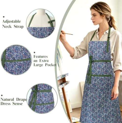 Women's Vintage Floral Kitchen Apron for Cooking & Gardening