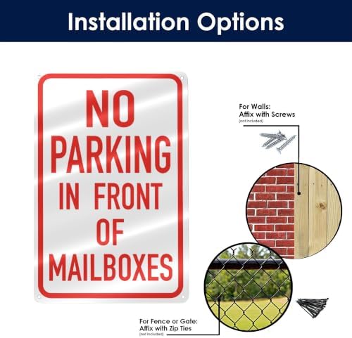 No Parking in Front of Mailbox Sign 8×12in, Metal Yard Signs Rust Free, Do Not Park Sign - No Parking Mailbox Signs for Yard Outdoor Fence Office