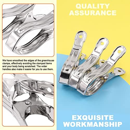 Tanstic 20Pcs 5.1 Inch Stainless Steel Greenhouse Clamps Garden Clips Greenhouse Clips Heavy Duty Garden Clips with Strong Grip and Large Open Mouth for Netting Holding