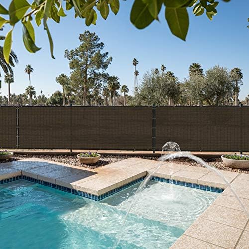 E&K Sunrise 6' x 168' Privacy Fence Screen with Grommets, Outdoor Windscreen Fence Covering Privacy Screen UV Blockage for Backyard Garden Patio, Zip Ties Included (Brown)