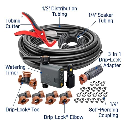 Orbit 61530 Garden Box Drip Irrigation Drip Watering Kit with B-hyve (Gen 2) Smart 1-Outlet Hose Faucet Sprinkler Timer with B-hyve Smart Hub