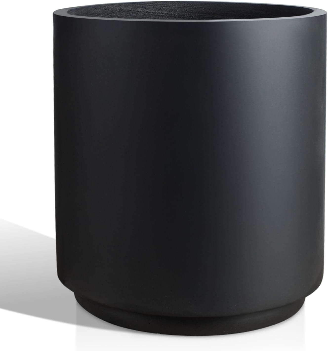 Round Concrete Planter Outdoor Indoor, Large Cement Plant Pots for Flowers (Black, 16 inch)