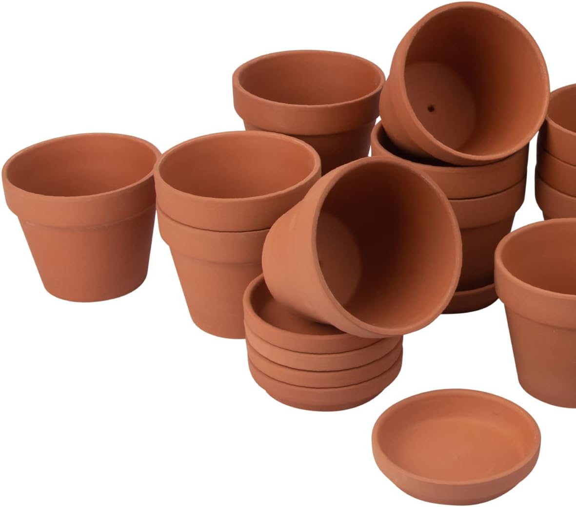 17 Pack 4" Terracotta Planter Pots with Saucer - Clay Ceramic Cactus & Succulent Flower Nursery Garden Pots (4")
