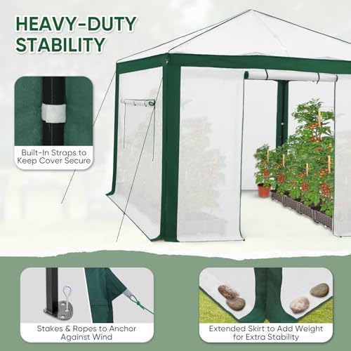 EAGLE PEAK 10x10 Walk In Pop Up Greenhouse, Green/White