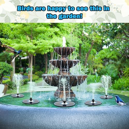 Yzert Solar Fountain 3.5W Glass, 7 Nozzles/4 Rods, No Battery, Bird Bath