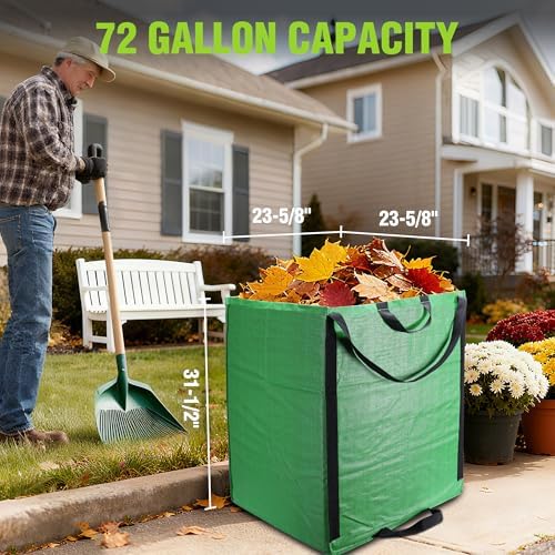 WORKPRO Heavy Duty 72-Gallon Reusable Yard Waste Bags, 3 Pack, Green