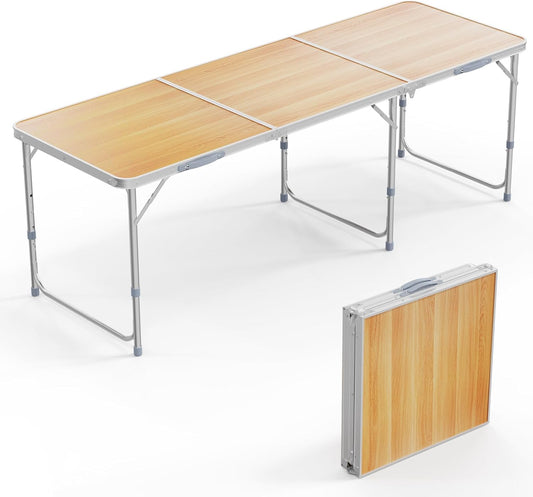 VINGLI 6ft Folding Camping Table with Carry Handle,Portable Utility Table Multipurpose for Party Picnic Tailgating Outdoor Patio Garden Indoor Kitchen …