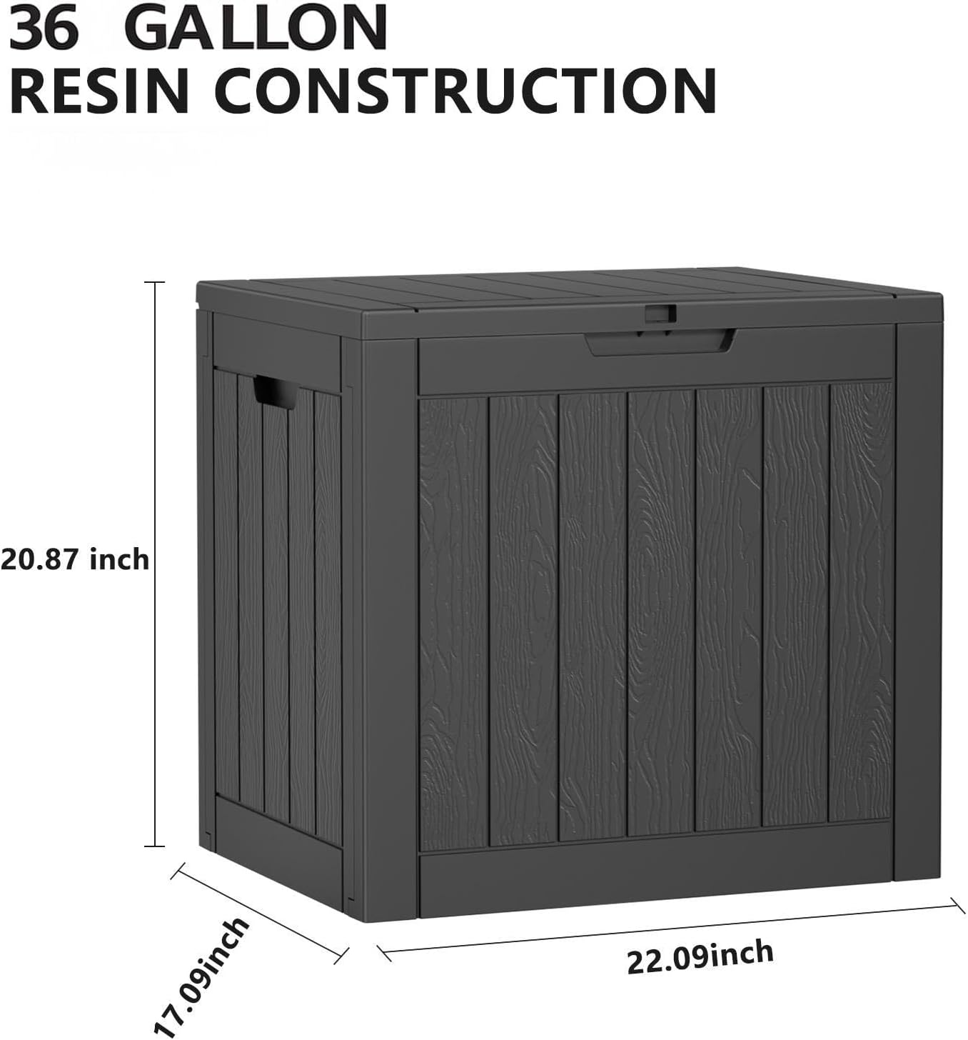 37 Gallon Outdoor Deck Box,Storage Lockable Waterproof Patio Furniture,Garden Tools,Cushions,Pool Accessories Outside Storage Resin Box(Black)