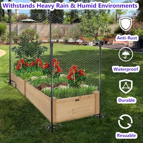 6 Pack 74 Inch Heavy Duty Metal Garden Netting Support Stakes 5 Prong