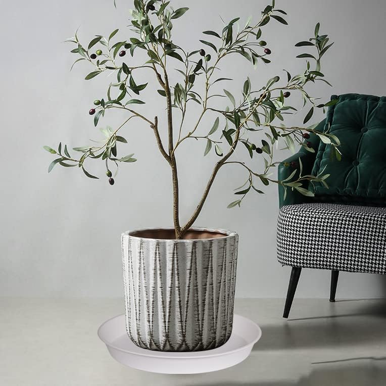 4 Pack of 17 inch Plant Saucer, 2.3" Depth Tray, Large Deep Garden Plastic Flower Planter Plant Trays for Indoors Outdoor Bath Bath (17", Creamy White)