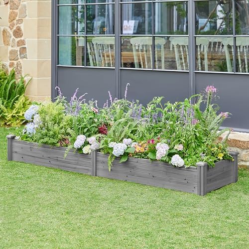 Yaheetech Raised Garden Bed Wooden Planter Box for Vegetables/Flowers, Gray
