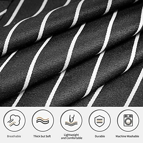 2 Pack Cooking Aprons for Women with Pockets Adjustable Kitchen Bib Aprons for Women Men Chef, Black/White Stripe (Classic Black/White Stripes)