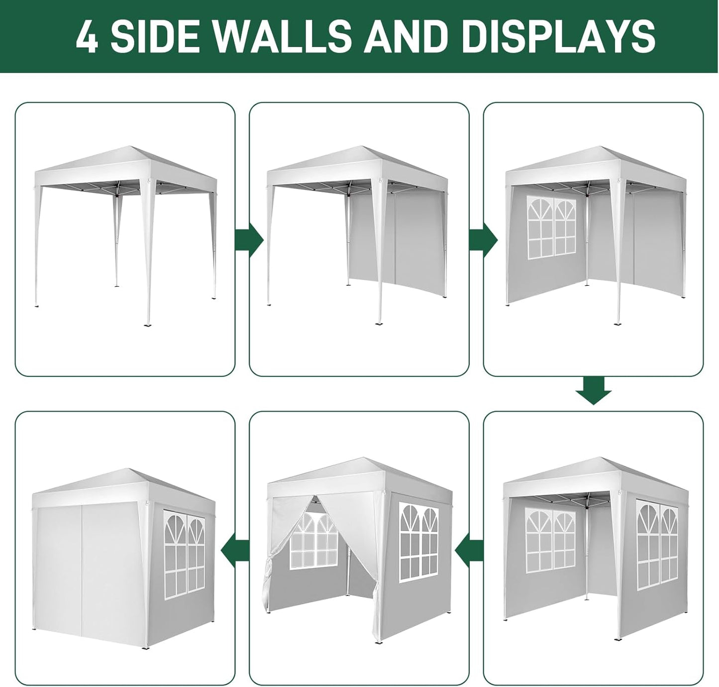 Outvita 6.5x6.5ft Pop Up Canopy Tent, Outdoor Instant Shelter Folding Canopy with 4 Side Walls and Carry Bag for Commercial Events, Party, Backyard BBQ, Camping White