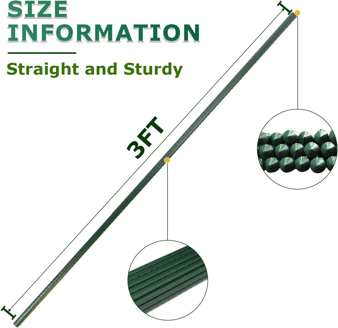 25pcs Steel Plant Stakes 3 Feet,Sturdy Plant Sticks, Plastic Coated Metal Garden Stakes Supports Climbing for Tomato, Bean, Flowers, Tree Potted