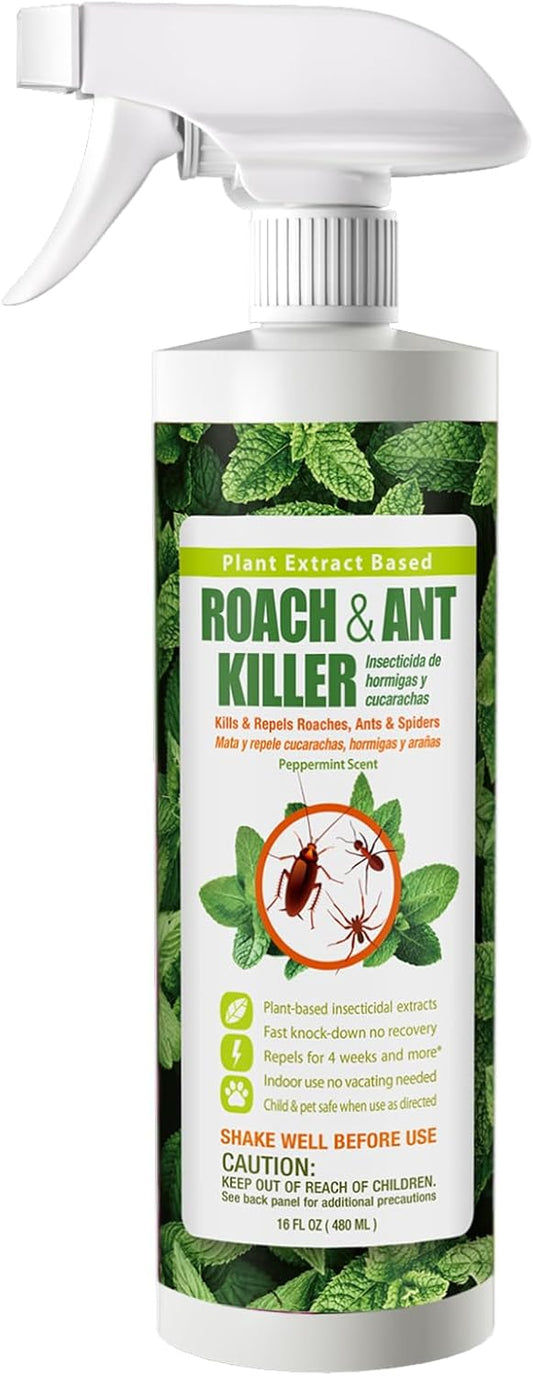 EcoVenger Roach & Ant Killer 16OZ, Kills on Contact, Extended 4-Week Deterrence, Kills Cockroaches, Ants & Other Indoor & Outdoor Crawling Insects, Peppermint Oil, Non-Toxic, Safe for Children & Pets