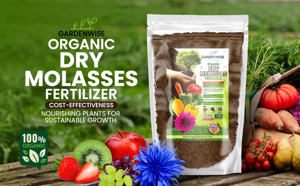 Organic Molasses for Plants - Horticultural Molasses - Ideal for Traditional & Hydroponic Gardening, for Indoor & Outdoor Plants (1 Quart)