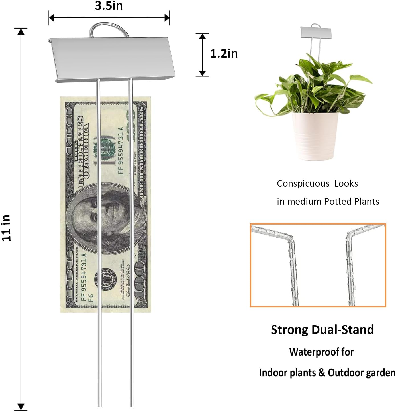 30pcs Plant Labels for Outdoor Garden Waterproof Plant Markers for Outdoor Plants, 11inch Metal Garden Plant Tags and Labels for Herbs Vegetable Seedlings Greenhouse（Silver）