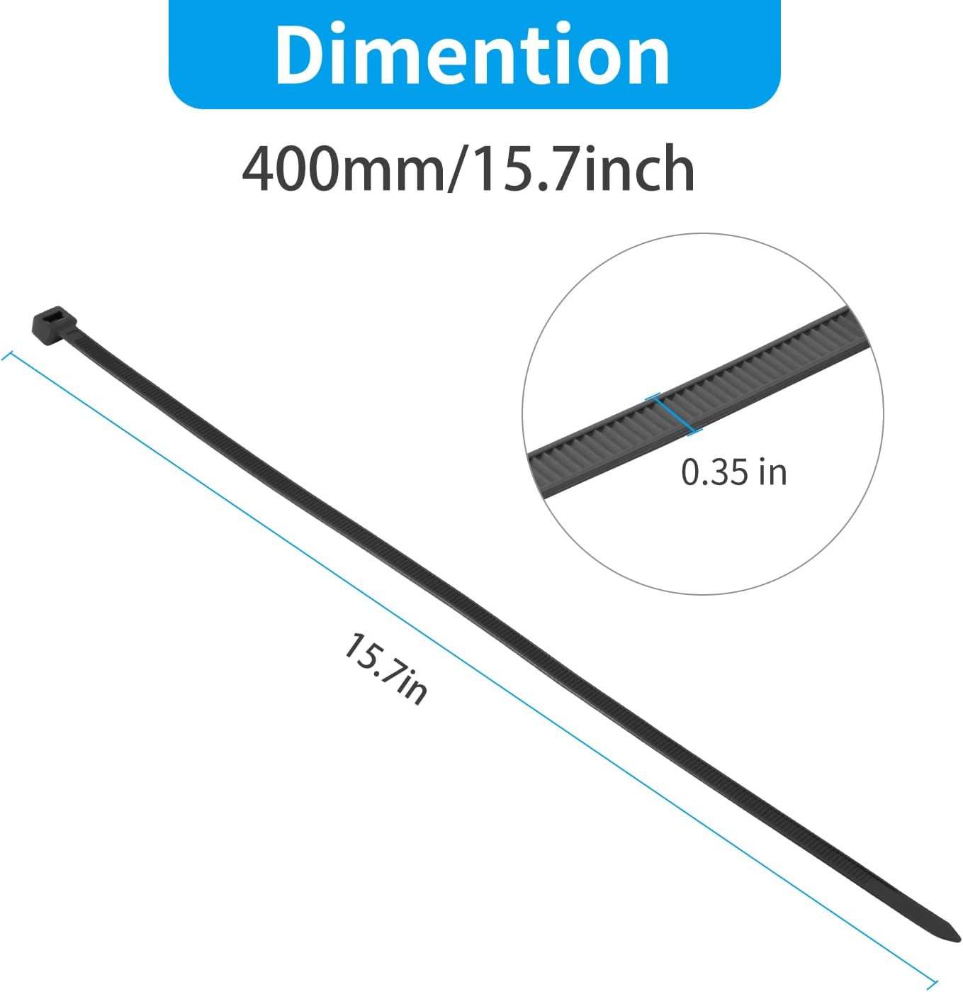 XINGO 20 inch Zip Ties Heavy Duty 100 PCS, 175 LBS Ultra Strong Plastic Wire Ties, Large Cable Ties xtra Long Tie Wraps, Indoor and Outdoor UV Resistant (White)